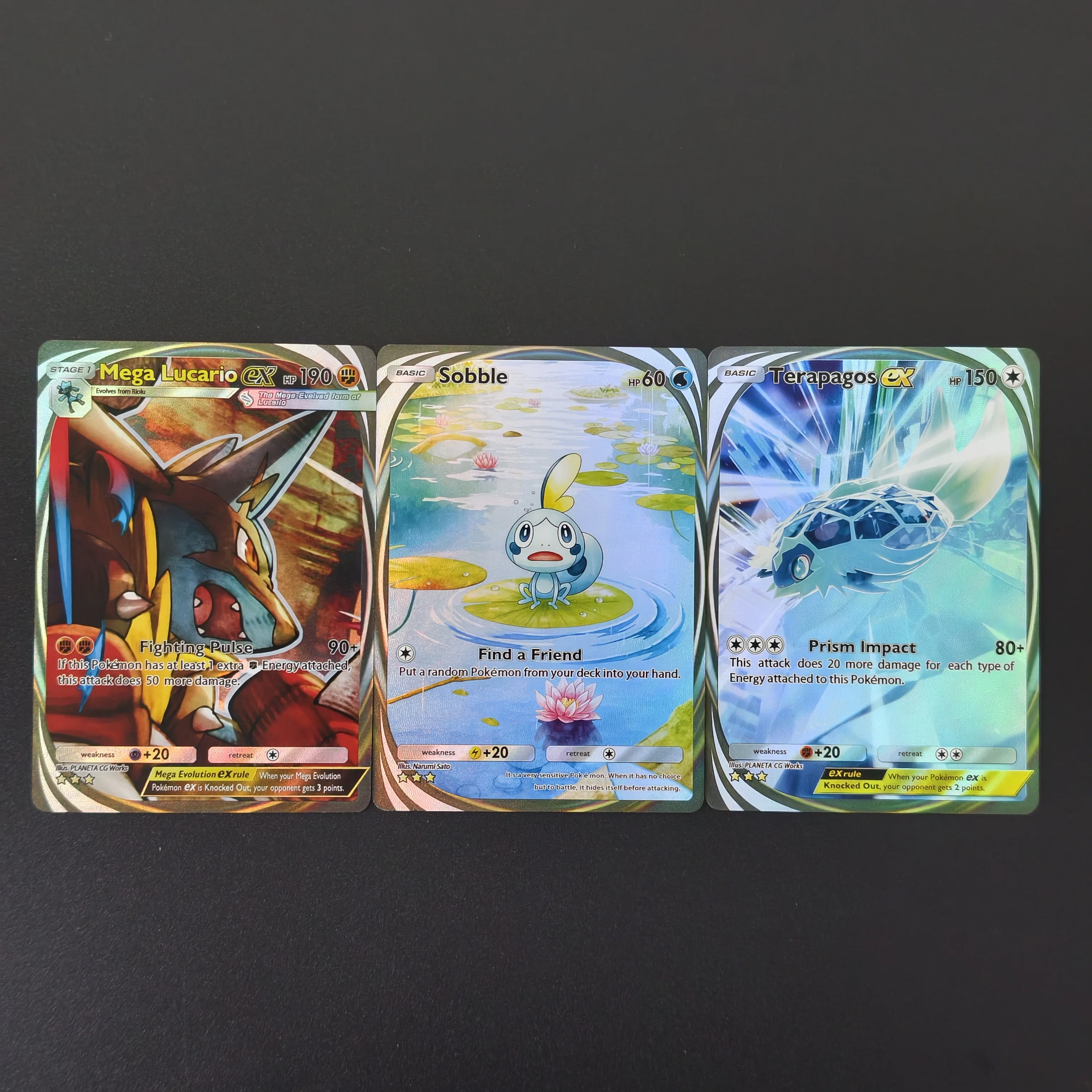 Hot Pocket Card TCG Mega Lucarioex EX Terapagos Sobble IR Full Art Holo Shiny English DIY Self Made Collection Anime Game Card