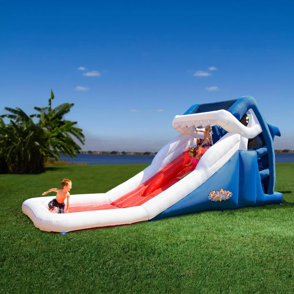 Great White 21' Long Inflatable Water Slide - Blower - Dual Racing Slide Climbing Wall  Set up in Seconds