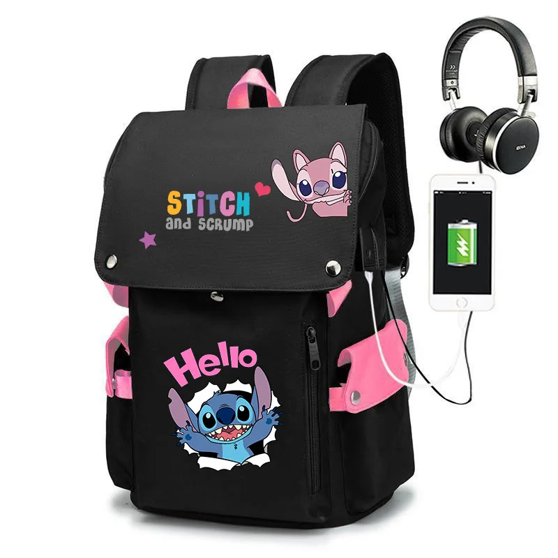 Imagem -05 - Disney Stitch Cartoon Schoolbag Mochila Estudantil de Grande Capacidade Estudante do Ensino Médio Estilo Coreano Estrela