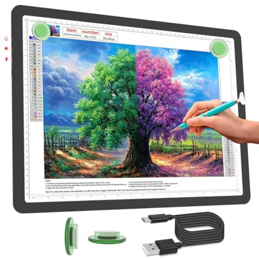 

Rechargeable A3 LED Light Pad for Diamond Painting Ultra-Thin Magnetic Tracing Light Box for Drawing Diamond Art Light Board wi