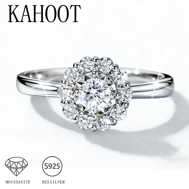 

Кольцо-подсолнух из серебра 925 пробы с муассанитом, регулируемого размера, идеально подходит в качестве подарка для вашей девушки.