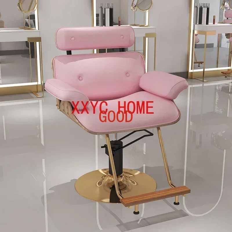 Sillón de Barbería Giratorio Dorado de Lujo, Estilo Estético, Modelo Mocho Cadeira, Equipo MQ50BC