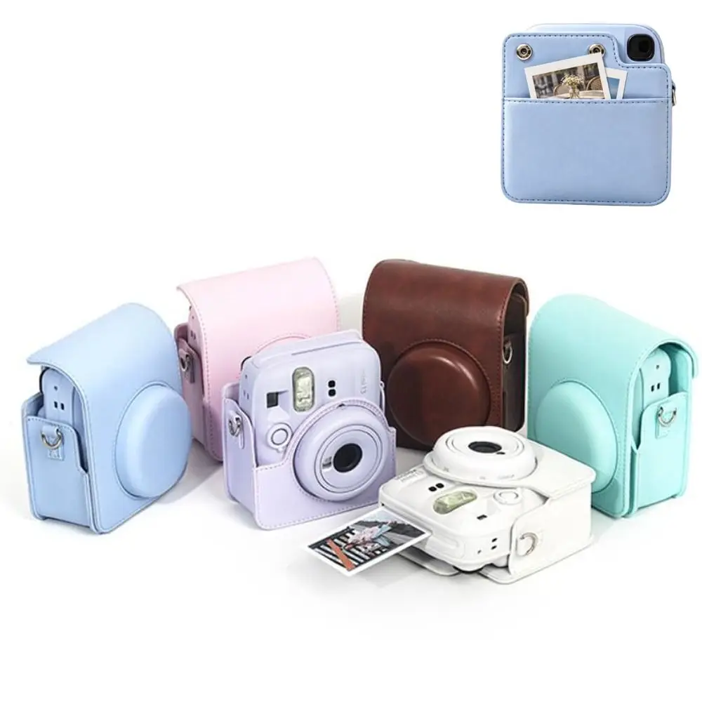 PU Leather Instant Camera Case Magnetic Closure Structured Support Camera Bag Rear Pocket for Fujifilm Instax Mini 13/12/11