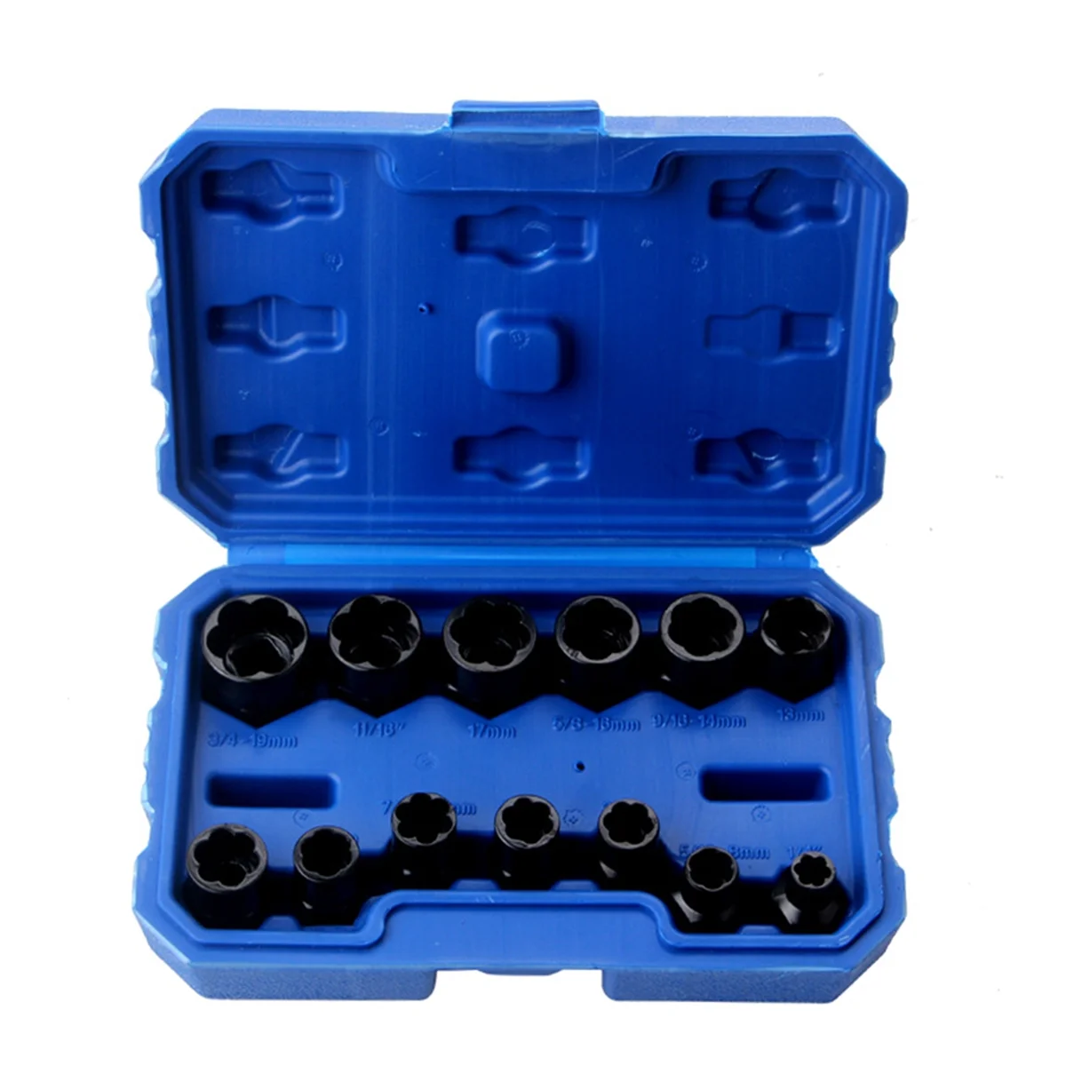 

13 Pieces of Broken Nut Extractor Kit are Used to Remove Peeled, Freeze and Fillet Bolts, Nuts and Screws.