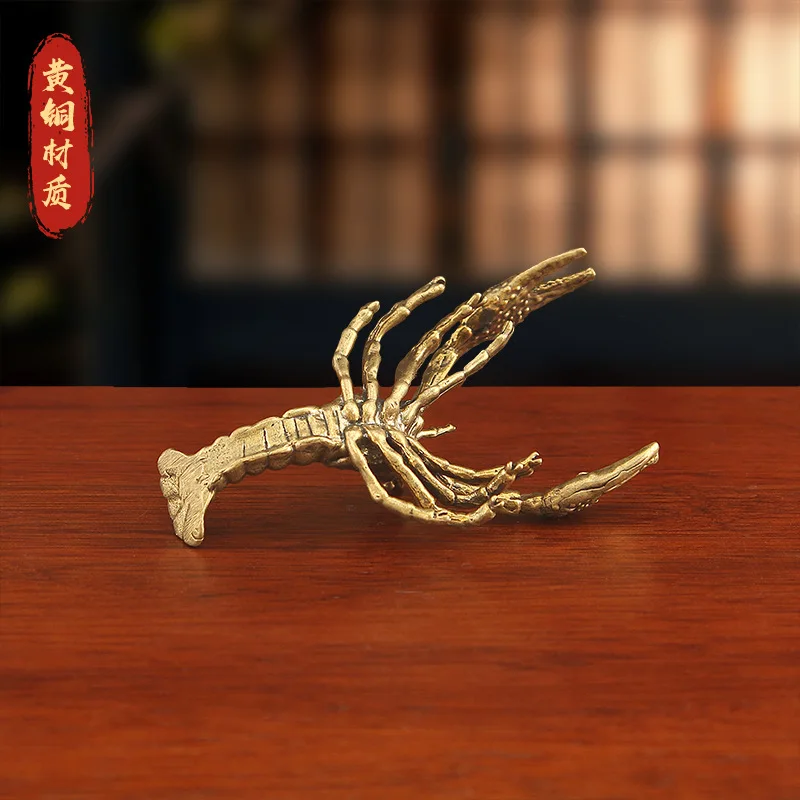 Creative Brass Lobster Ornament Vintage Distressed Table Tea Pet Collectible Miniature Landscape