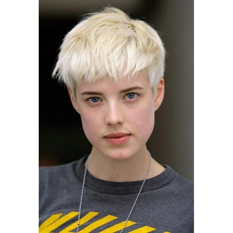 

100% Human Hair Wigs Short Blonde Pixie Cut Wigs for Women Fashion Blonde Wigs