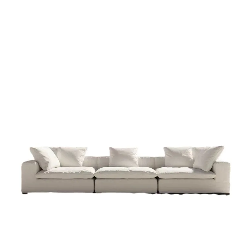 

Современная простая комбинация диванов для гостиной из льняной ткани ваби-саби пухового модуля