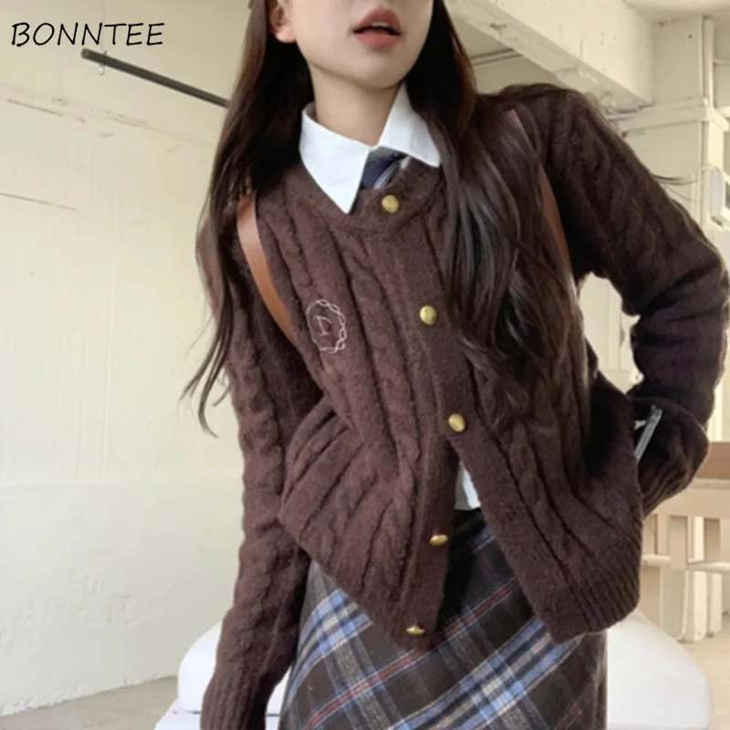 

Vintage Knitted Cardigan Women Preppy Style All-match Streetwear Свитер Женский Корейская Мода Button-up Autumn Winter Tender