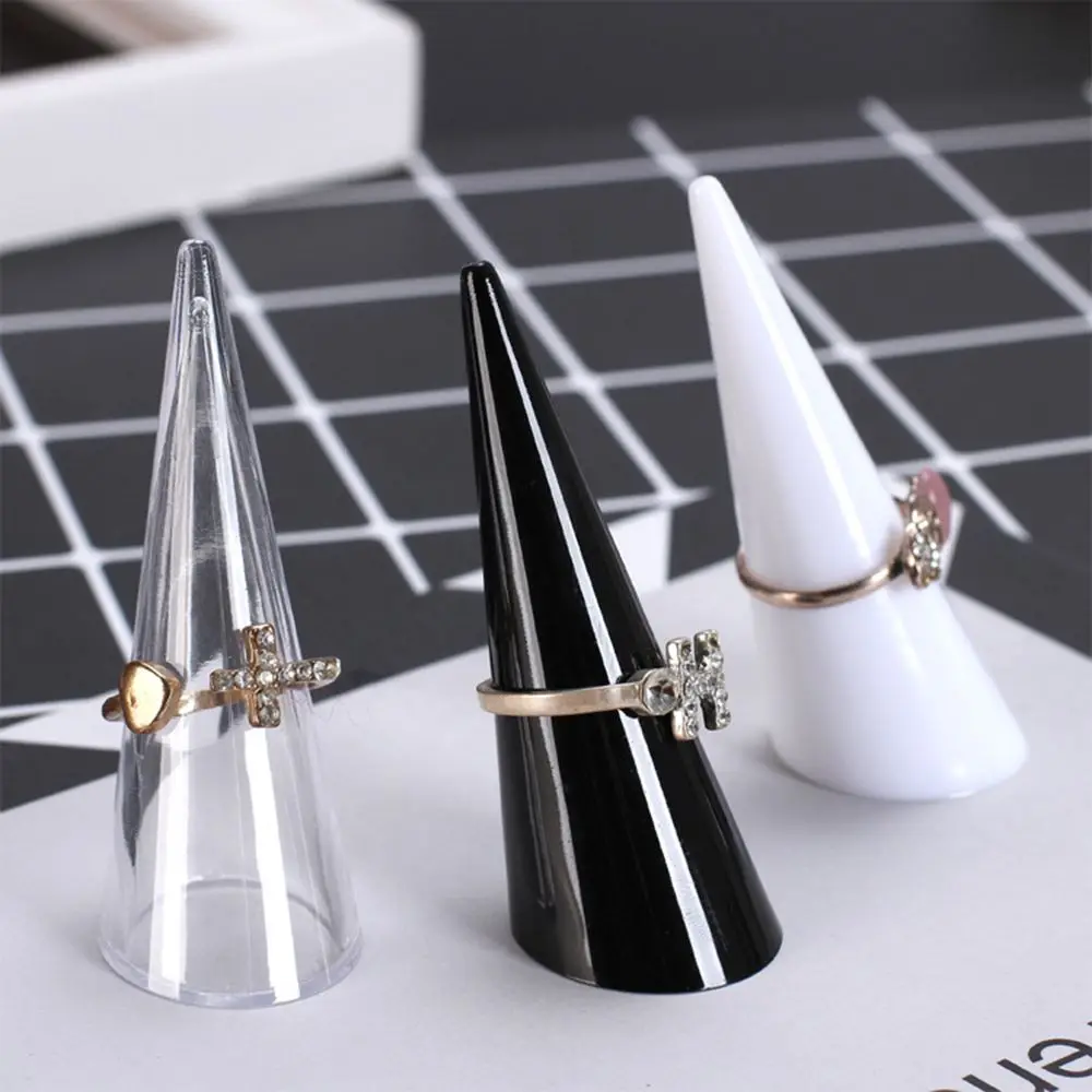 

1/5PCS Ring Display Stand White Black Transparent Jewelry Show Finger Shape Acrylic Holder Fingertip Conical Jewellery Organizer