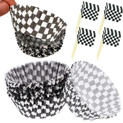 Racing Car Theme Party Decoration Checkered Paper Cups Cake Toppers For Race Theme Party Decor Car Theme Birthday Party Supplies