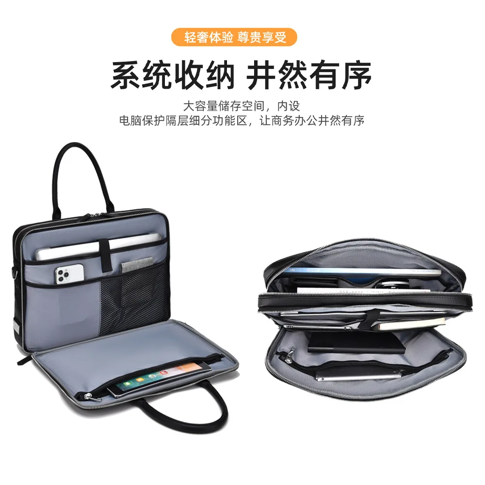 New Briefcase Men's Luxury Messenger Bag Men Capacity Leather Business Handbag High-end Multi-functional Laptop Commuter