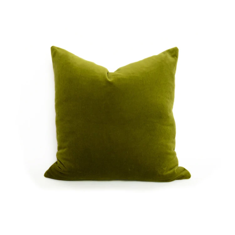

Современная оливковая бархатная подушка-валик для дивана, поясничная подушка, однотонная, для демонстрационного зала, кофейни, домашнего декора, квадратная подушка