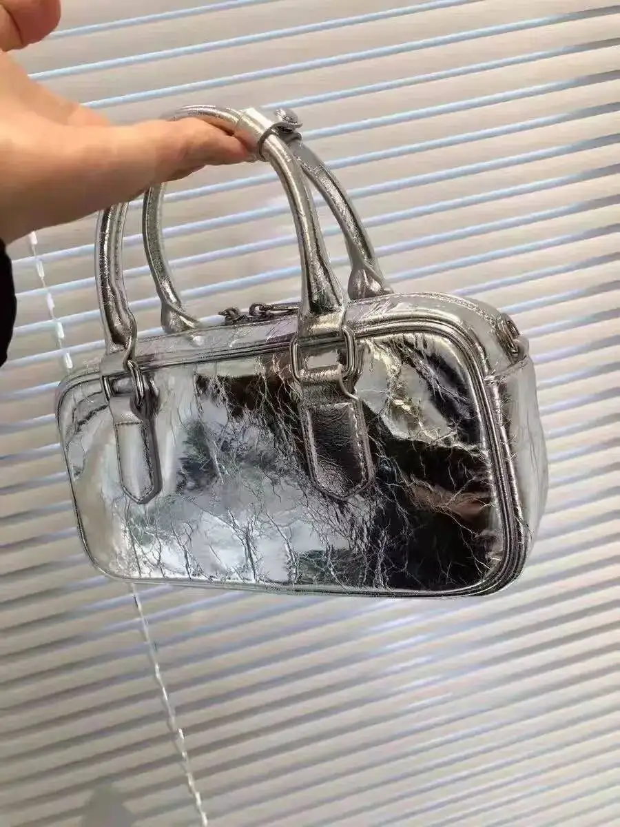 Bloom High Street Sier Square Purse Women Hot Girls Leather Handle Messenger Ladies Vintage Y2k Hand Bag Bolso Mujer