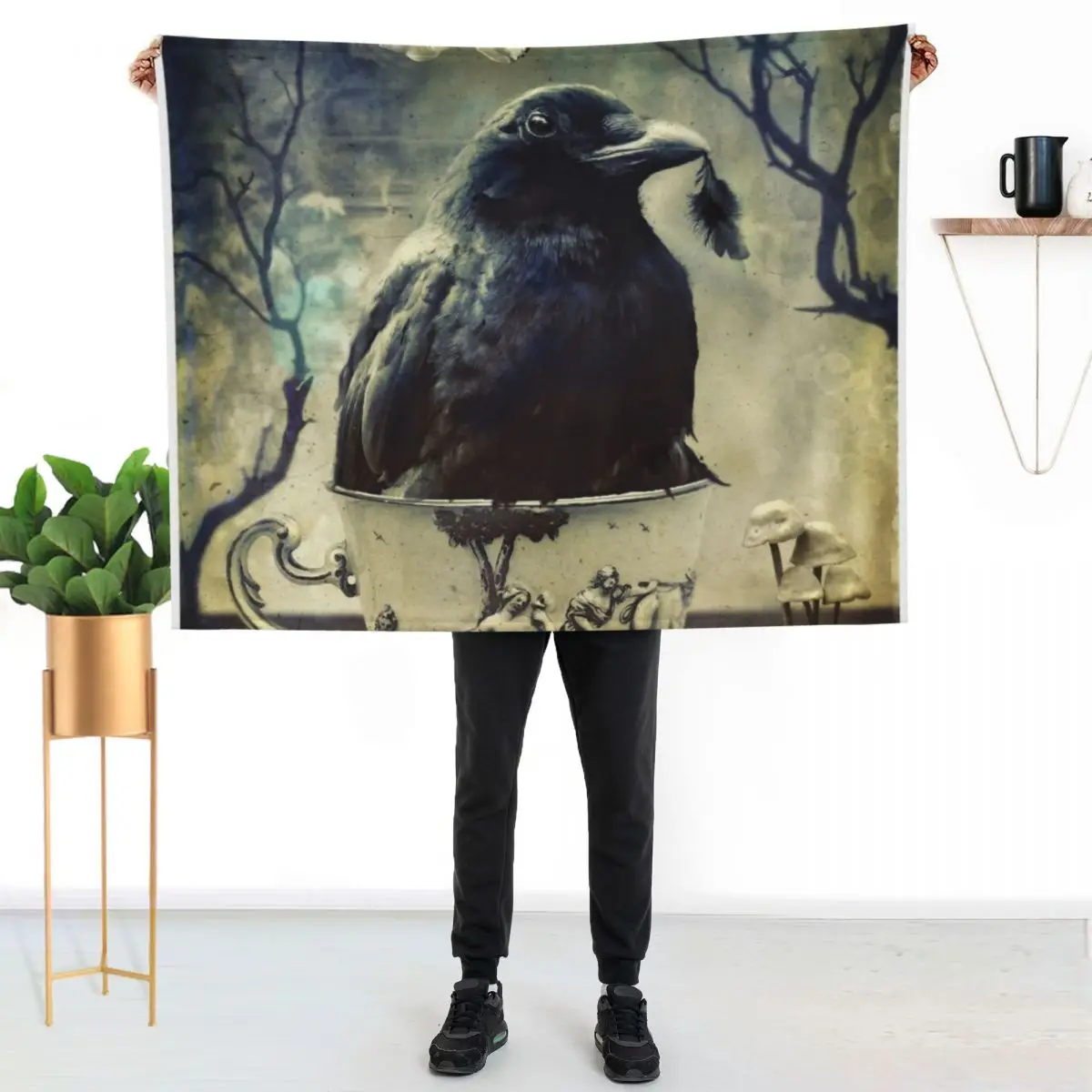 Gifts From Time - Raven in Tea Cup Throw Blanket for babies Shaggy Beach Decoratives Plush Blankets