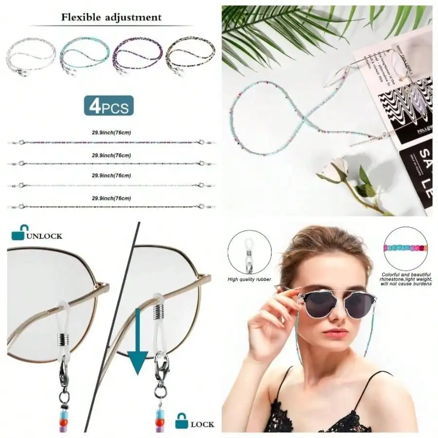 

4 - 10 Pieces Women's Glasses Chains, Glasses Cord Holder, Glasses Strap, Glasses Cord