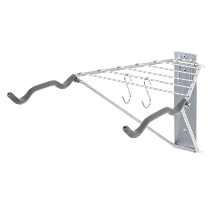 

Cycle 2 Bike Rack Garage Foldable Bicycle Wall Mount Hanger with Storage Shelf Holds Up to 65 lbs Horizontal Wall Bike Rack fo