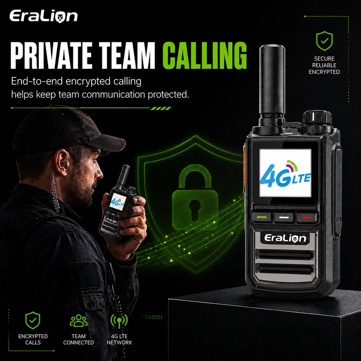 4G LTE PoC Walkie Talkie, Nationwide Push-to-Talk Two Way Radio for Business Teams, Rechargeable Network Radio with SIM Card, Id