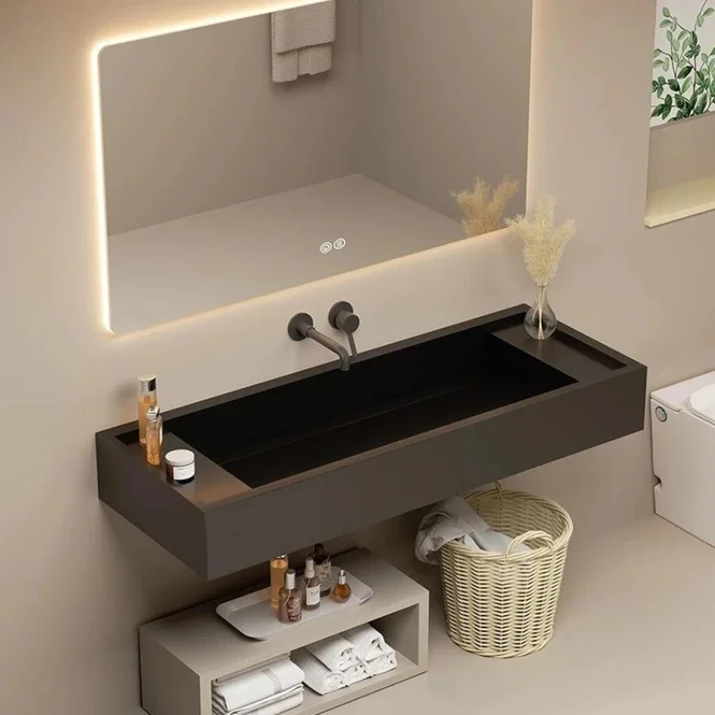 Travertine rock slab integrated bathroom cabinet size custom toilet commercial light luxury high-end washbasin washbasin