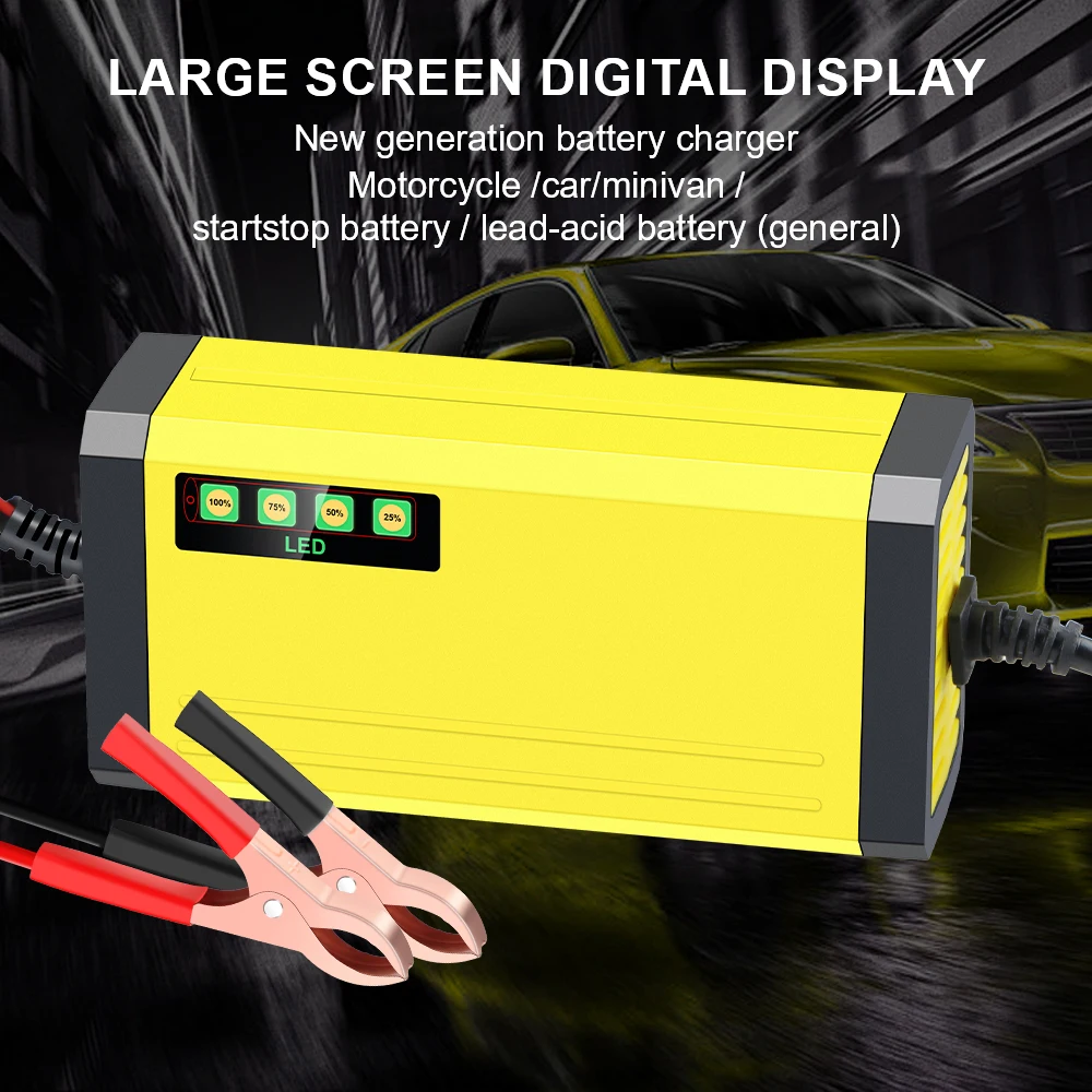 

Зарядное устройство для мото-грузовика со светодиодным дисплеем, 220 В, зарядное устройство для ремонта, автомобильное зарядное устройство, 12 В, 2 А, влажная и сухая свинцово-кислотная батарея