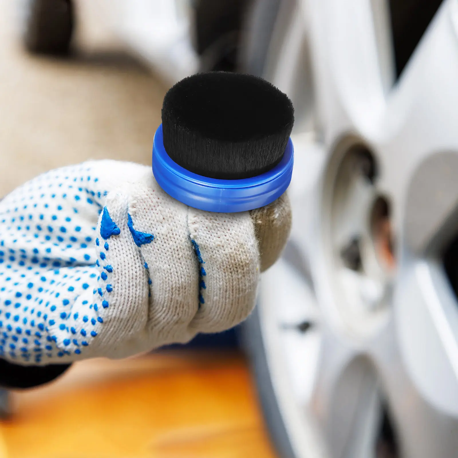 

1Set Tire Shine Applicator Brush Soft Nylon Head Detachable Design Comfortable Grip Tire Cleaner Wheel Cleaning Car Brush