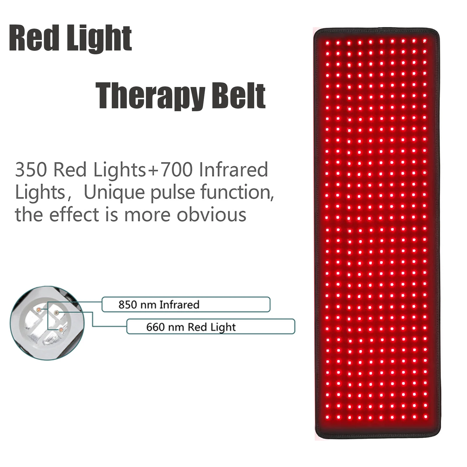 Infrared LED Red Light Therapy Belt for Body 850nm+660nm Light Wave Recovery Muscle Pain Wound Repair Relief Shoulder Wrap