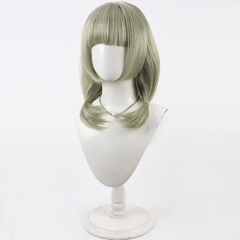 ゲームブルーアーカイブ 阿ラマキ夜雲 コスプレウィッグ ライトターコイズグリーン ミディアムレングス コスプレウィッグ コミコンパーティー用 大人女性男性