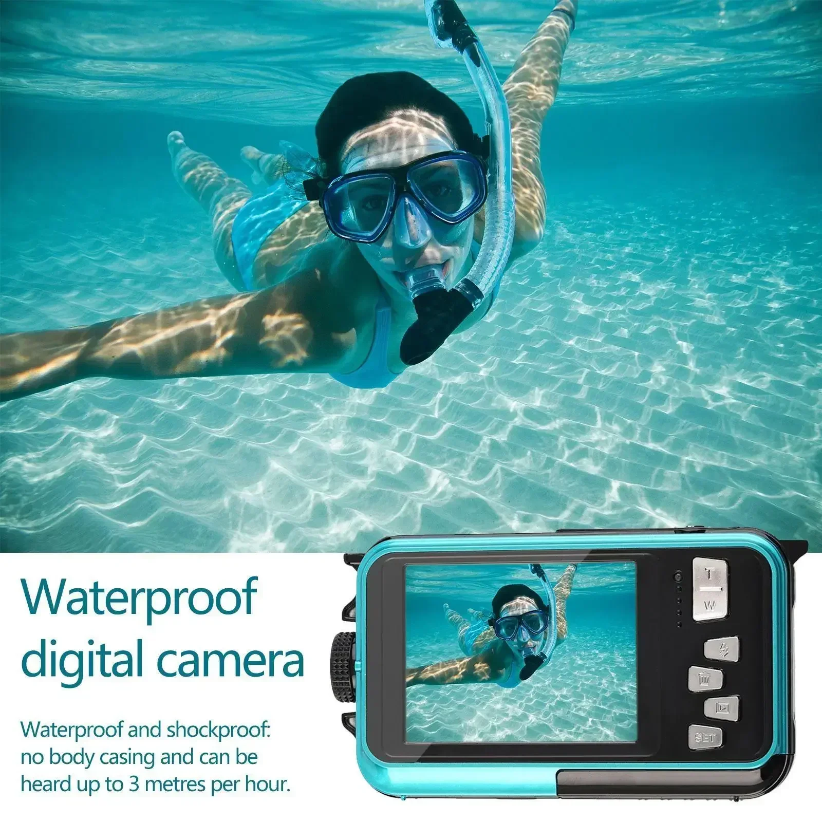 

Dual Screen Camera Waterproof Cam Electronic Anti-shake Water Resistant Video Surveillance Underwater Camera Plastic Outdoor