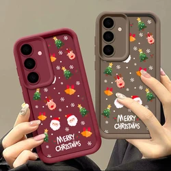 Soft TPU Case For Samsung Galaxy S23 S24 Ultra S21 FE S22 A55 A54 A15 A16 A14 A35 A53 A25 5G Christmas Santa Elk Phone Cover