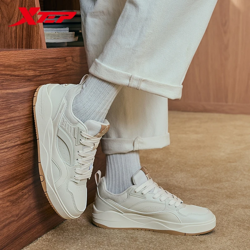 Xtep Low Top Skateboarding Shoes for Men  Winter Leather Warm Lightweight Fashionable Versatile Casual Sneakers 976419310009