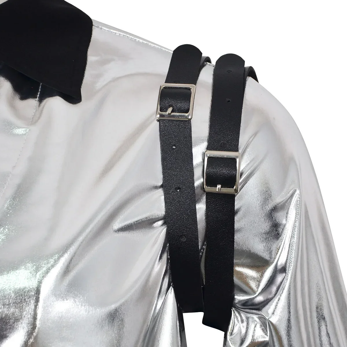 Impersonator Michael Jackson Costumes Jacket BAD Tour Silver Bodysuit Jacket Outerwear for Collection Halloween Performance Leat view 4