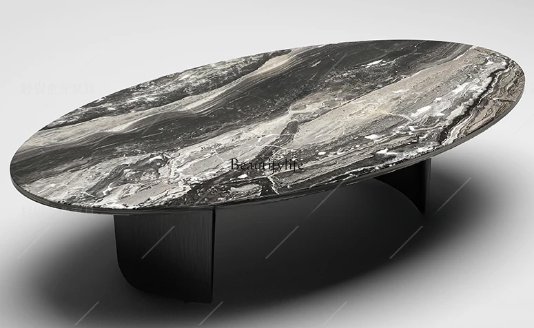 High-Grade Natural Marble Tea Table Oval High-Grade Living Room Coffee Table