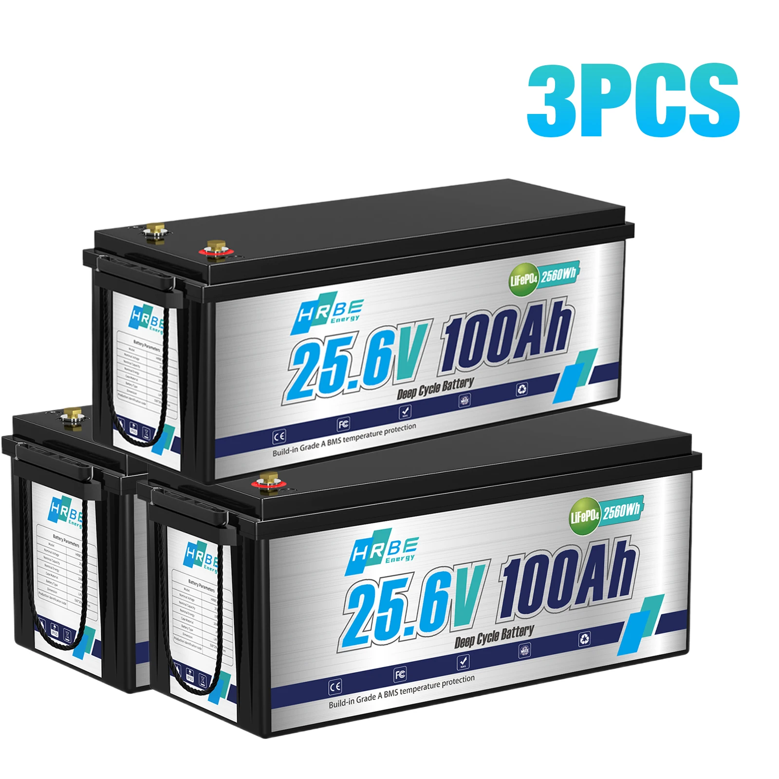 24v 100ah Lithium Battery Lithium Iron Phosphate Deep Cycle Battery 24Volt Pack For Rv Solar System Home Storage Trolling Motor