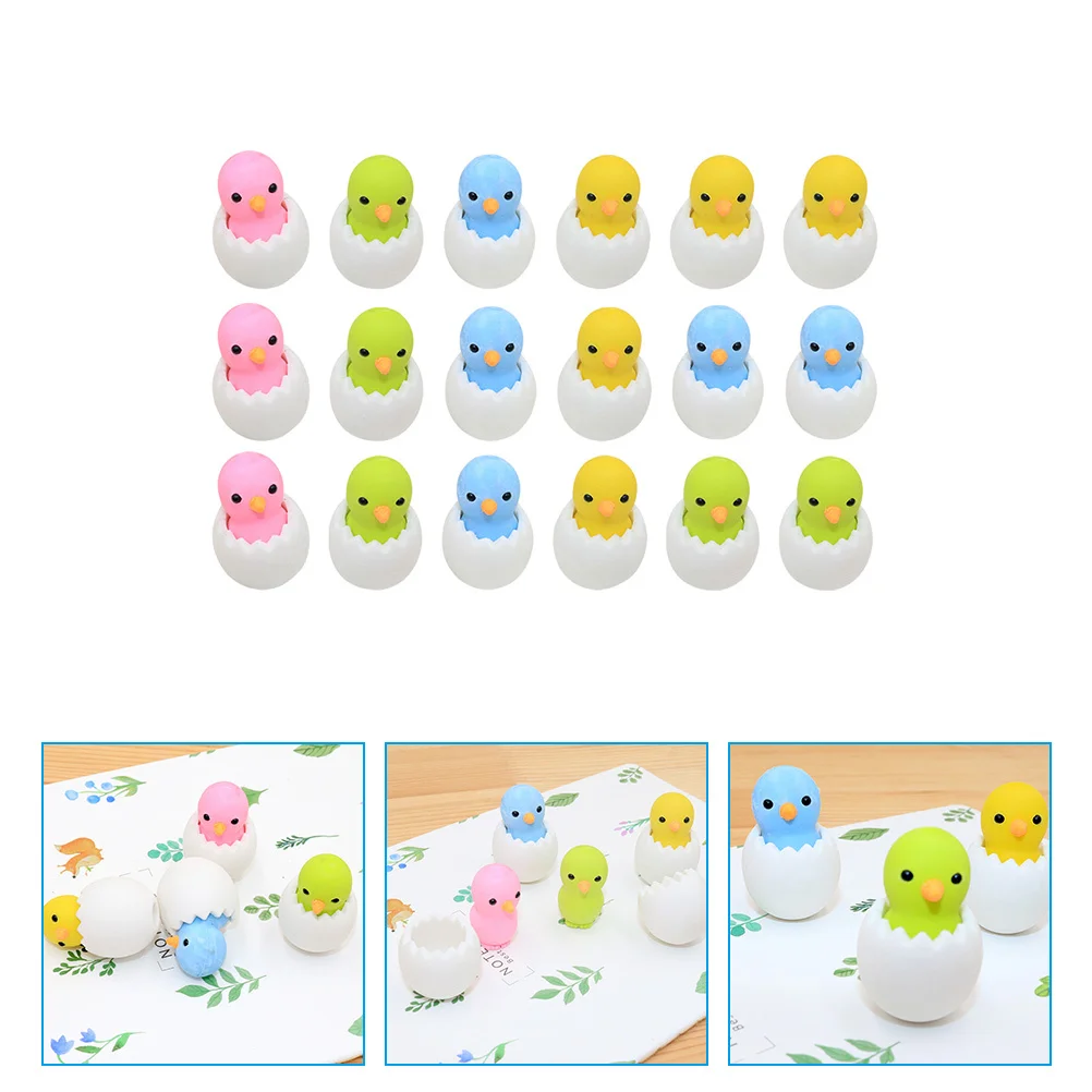 

18Pcs Animal Erasers Chicken Cute Desk Pets Perfect for School Study Soft Mini Pencil Erasers for