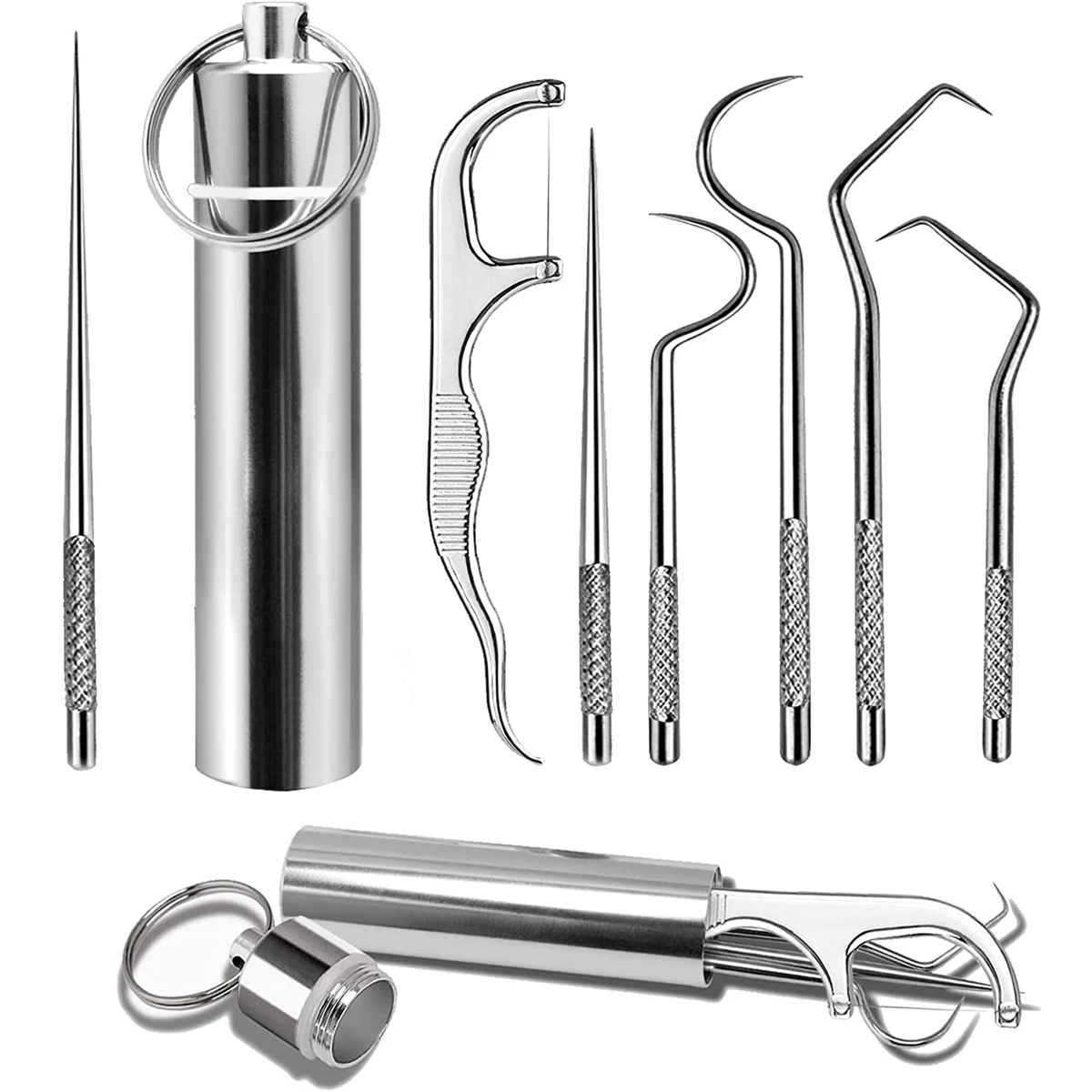 3/4/5/7PCS Aluminum Toothpick Set Portable Oral Cleaning Tools Tooth Flossing Artifact Outdoor Picnic Camp Reusable Toothpick image 4