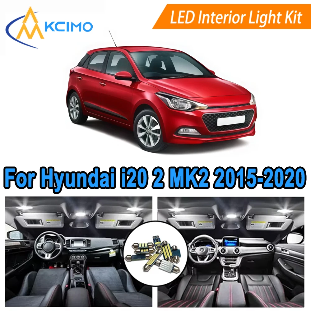 

LED Kit Interior Lights For Hyundai i20 2 MK2 2015-2020 Dome Map Door Lights 6000K Cool White/Blue Direct Fit Bulb Set
