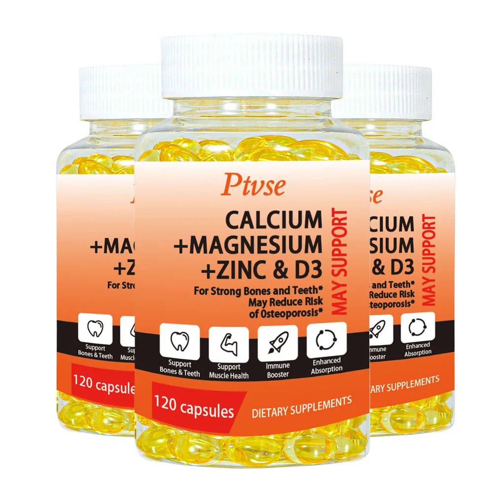 Calcium Magnesium Zinc Capsule Vitamin D3 for Strong Bones Teeth Heart Nerve Increase Immune System Function Supplement