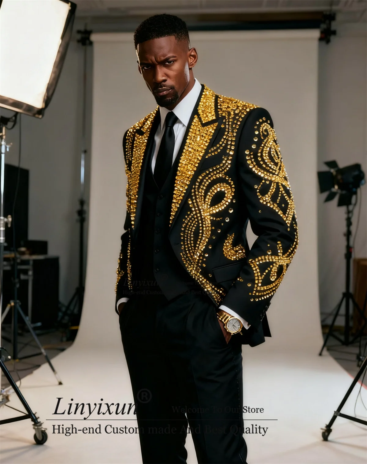 

Роскошные мужские костюмы со стразами и бриллиантами, комплекты из 3 предметов, мужские пиджаки для выпускного вечера, индивидуальные свадебные облегающие смокинги для жениха, костюм Homme