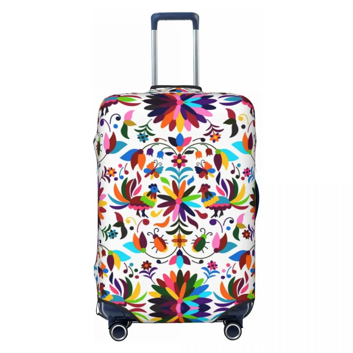 Custom Mexican Otomi Birds Floral Embroidery Luggage Cover Protector  Flowers  Travel Suitcase Protective Cover for 18-32 Inch