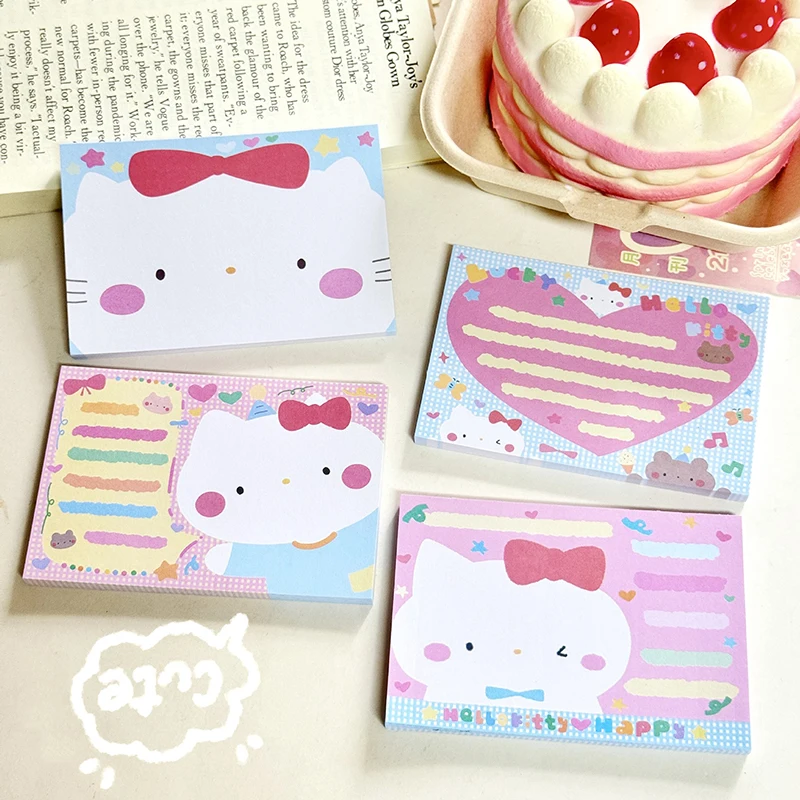 50แผ่น/หนังสือการ์ตูนอะนิเมะ Sanrio Hello Kitty กระดาษโน้ตกาวในตัวแผ่นที่ฉีกขาดได้เครื่องเขียนสำนักงานโรงเรียนที่รองรับ