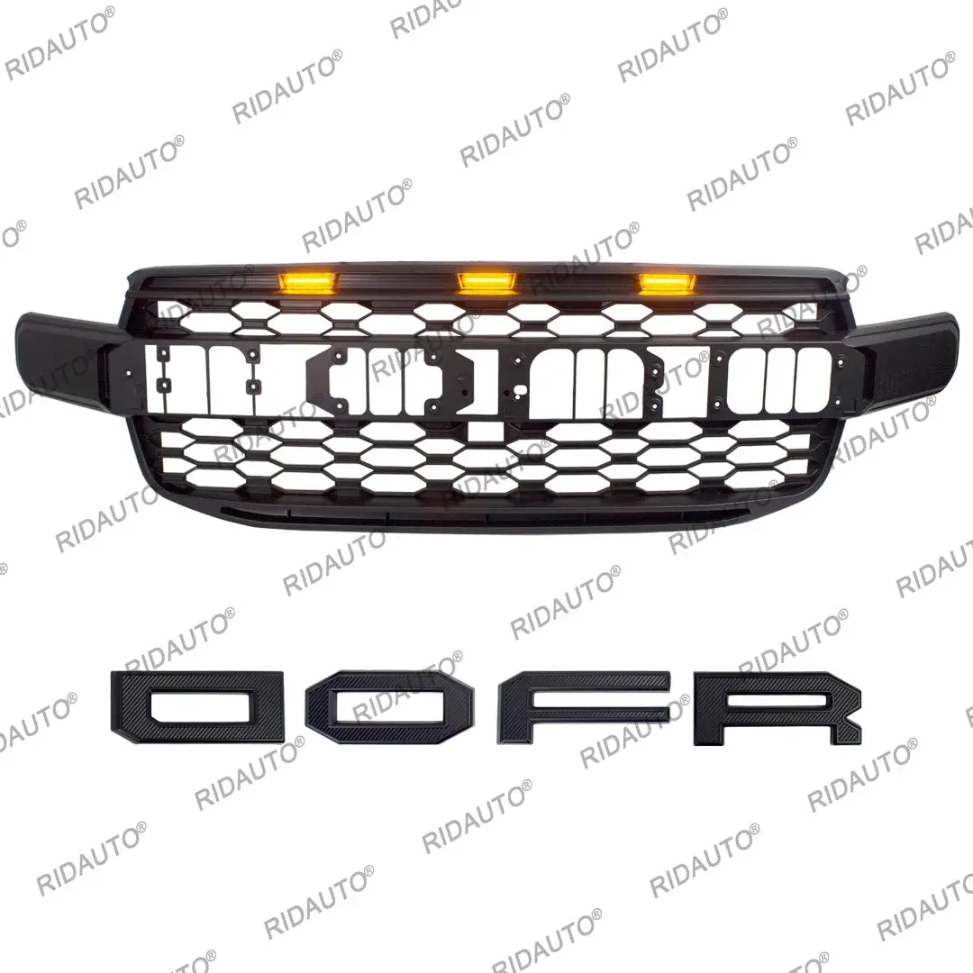 

Aftermarket LED Grille For FORD RANGER 2023 2024 T9 XLT SPORT WILDTRAK Upgrades To RAPTOR Style Front Grill With Striped Letter