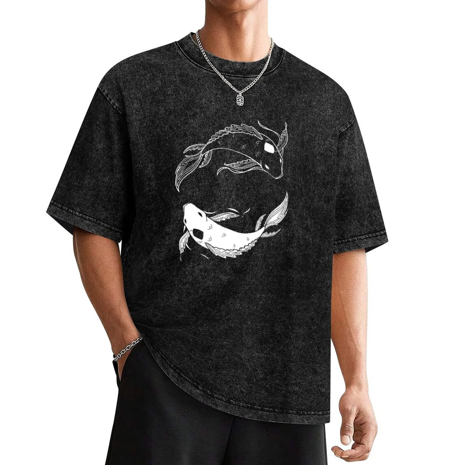 

white on black spirit fish atla T-Shirt summer tops summer clothes mens t shirts casual stylish