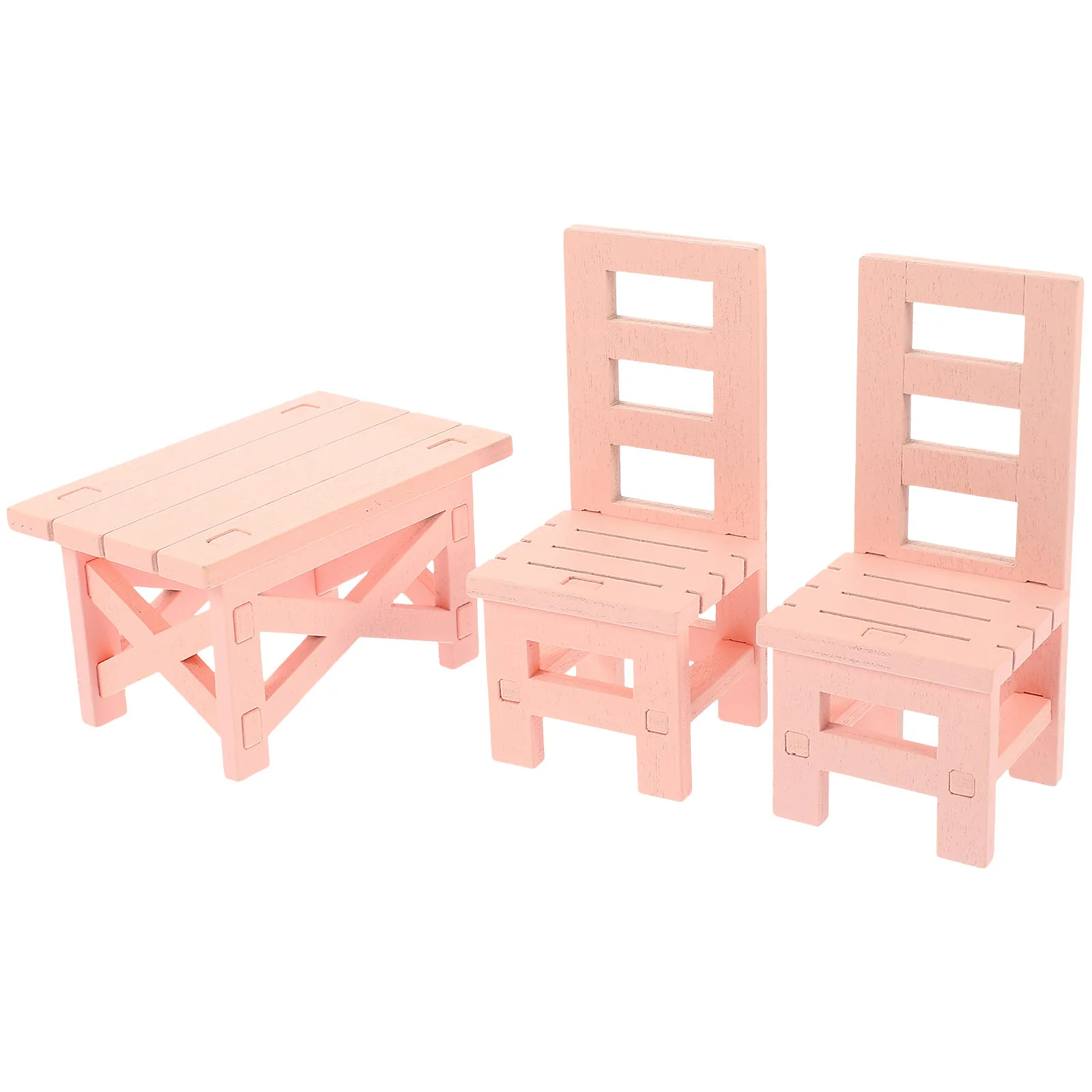 

1Set Miniature Table Chairs Set High Simulation Wooden Furniture Kids Pretend Play Accessories for -on Craft Decor