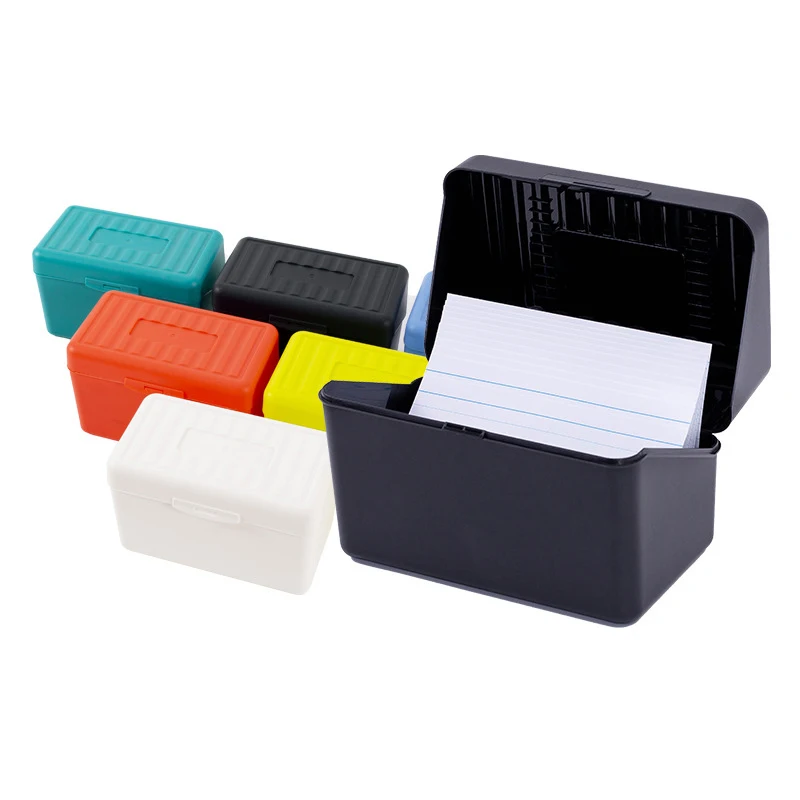 Plastic Card Case 14.5x8.5x9cm Business Card Storage Solid colour Large Capacity Note Paper Desktop Storage Case Office Supplies