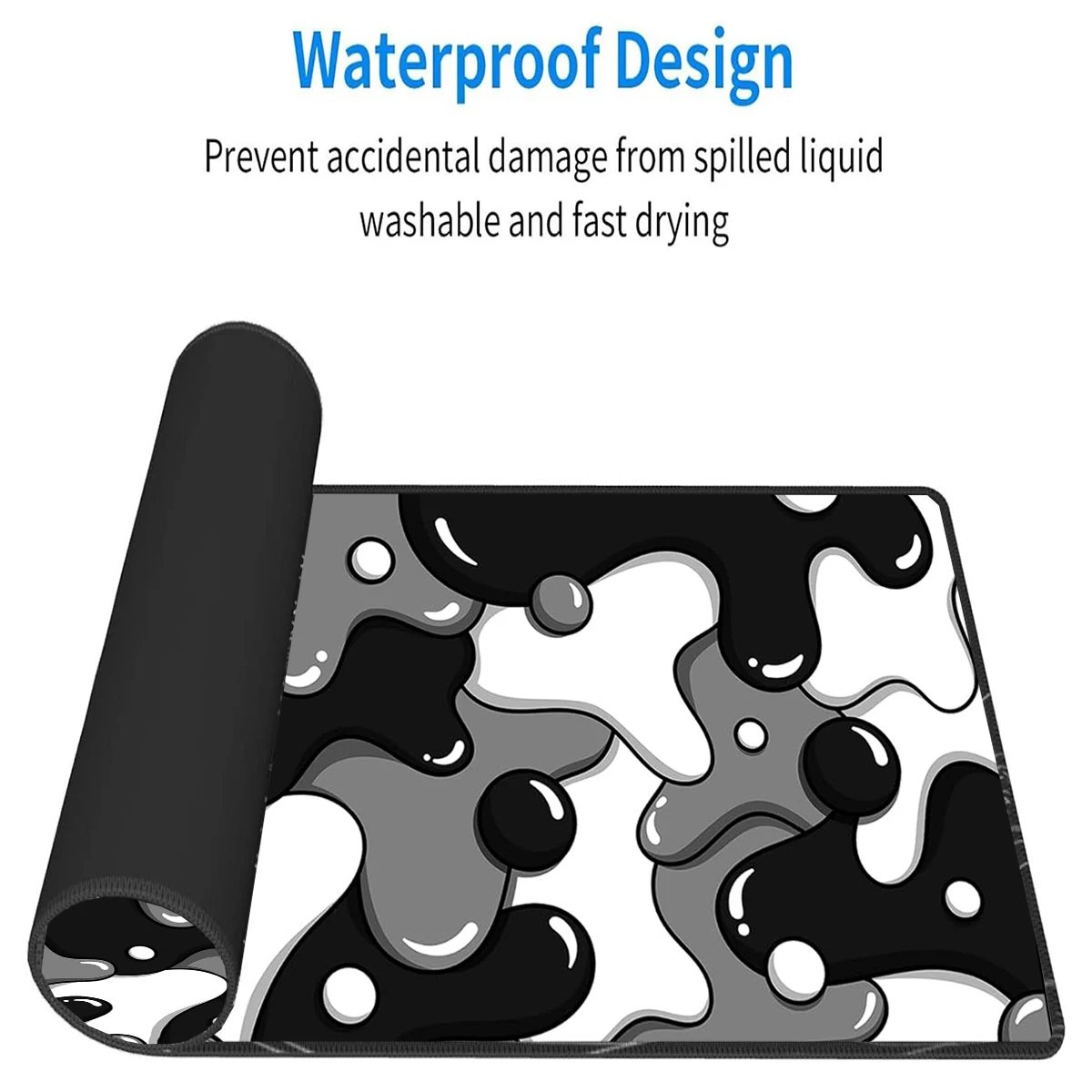 Black and White Liquid Design Mouse Pad | Modern Aesthetic, Anti-Slip, and Ultra-Smooth Surface for Work or Gaming