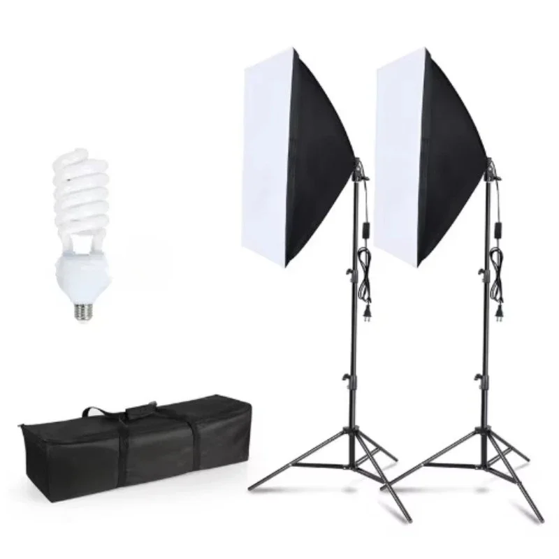 

Two 85W/135W photography lighting kits with 50x70cm soft box for studio video recording podcast shooting photography