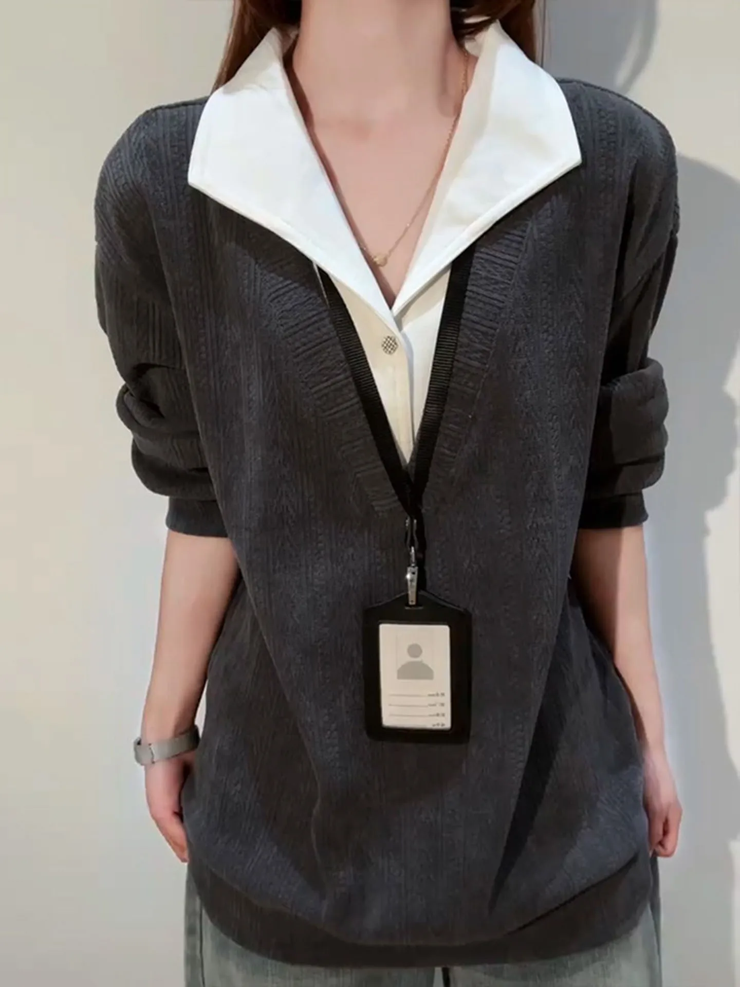 

Ретро-американский мужской свитшот на весну, имитация двухслойной футболки с длинным рукавом, повседневная одежда