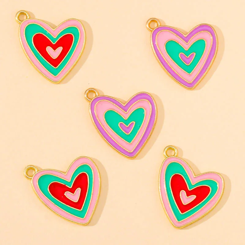 

20pcs Popular Earring Drop Charms Multicolor Enamel Love Heart Pendants for Women Jewelry Necklaces DIY Making Craft Accessories