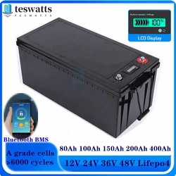 Waterproof Lifepo4 battery 12V 24V 36V 48V 80Ah 100Ah 150Ah 200Ah 400Ah Lifepo4 battery for trolling motor boat RV +Charger