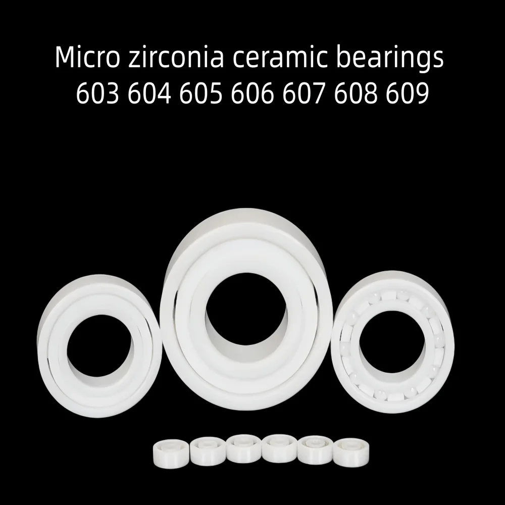 Micro zirconia ceramic bearings fishing wheel 603 604 605 606 607 608 609ZZ/RS high-speed corrosion-resistant insulation