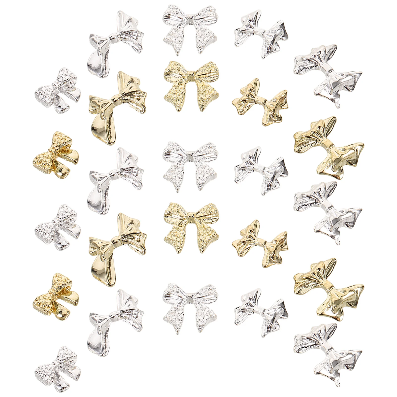 

100Pcs Shiny Metal Bow Charms for Nails 3D Alloy Flatback Manicure Decor DIY Nail Art Jewelry Accessories Women Girls Cute